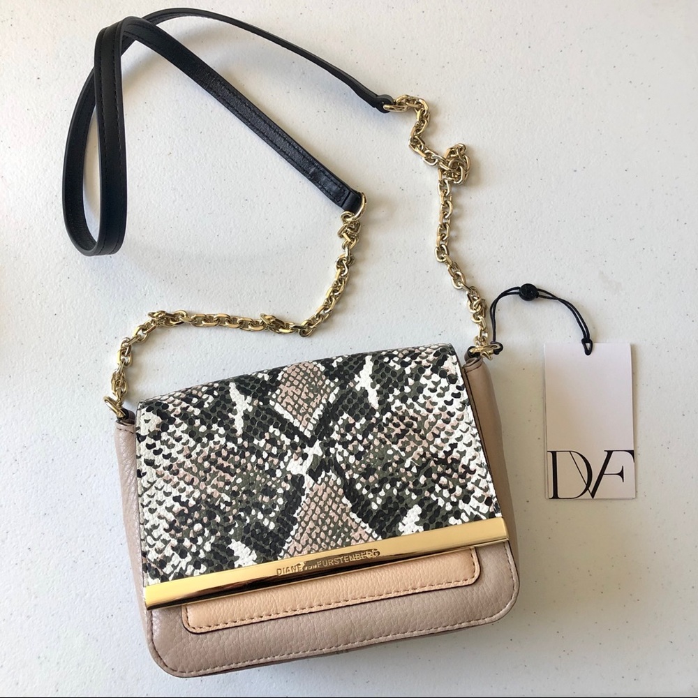 NWT - DVF Voyage Python Print Crossbody Bag